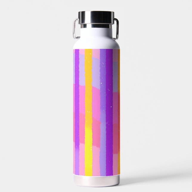 Cute Pastel Rainbow Stripes Water Bottle (Front)