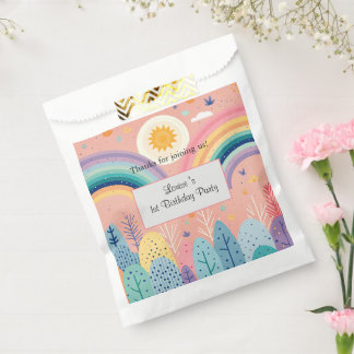 Cute Pastel  Rainbow & Sun Above Forest Favour Bag