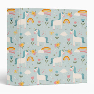 Cute pastel Rainbow Unicorn Pattern Binder