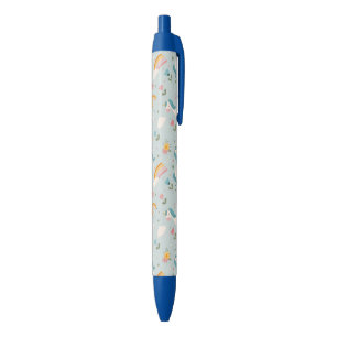 Cute pastel Rainbow Unicorn Pattern Black Ink Pen