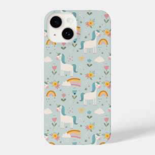 Cute pastel Rainbow Unicorn Pattern iPhone 14 Case
