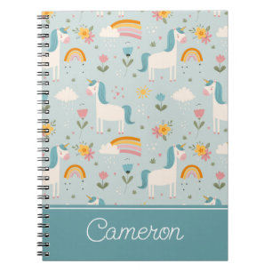 Cute pastel Rainbow Unicorn Pattern Notebook