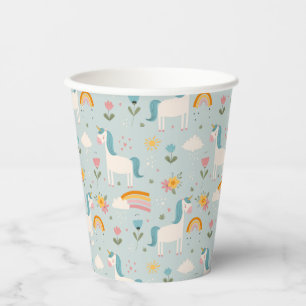 Cute pastel Rainbow Unicorn Pattern Paper Cups