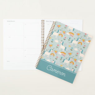 Cute pastel Rainbow Unicorn Pattern Planner