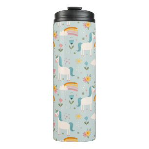 Cute pastel Rainbow Unicorn Pattern Thermal Tumbler