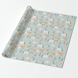Cute pastel Rainbow Unicorn Pattern Wrapping Paper