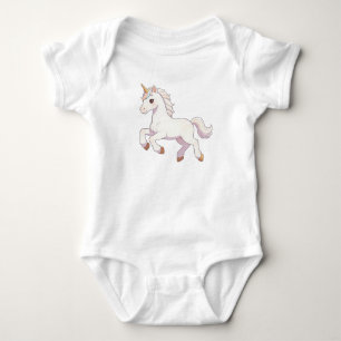 Cute Pastel Rainbow Unicorn Running Kawaii Unisex  Baby Bodysuit