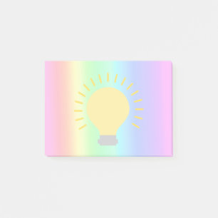 Cute Pastel Rainbow Yellow Light Bulb 4x3 Fun Post-it Notes