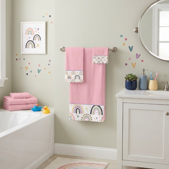 Cute pastel rainbows  bath towel set (Creator Uploaded)