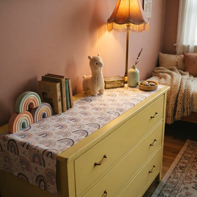 Cute pastel rainbows dresser short table runner (Creator Uploaded)