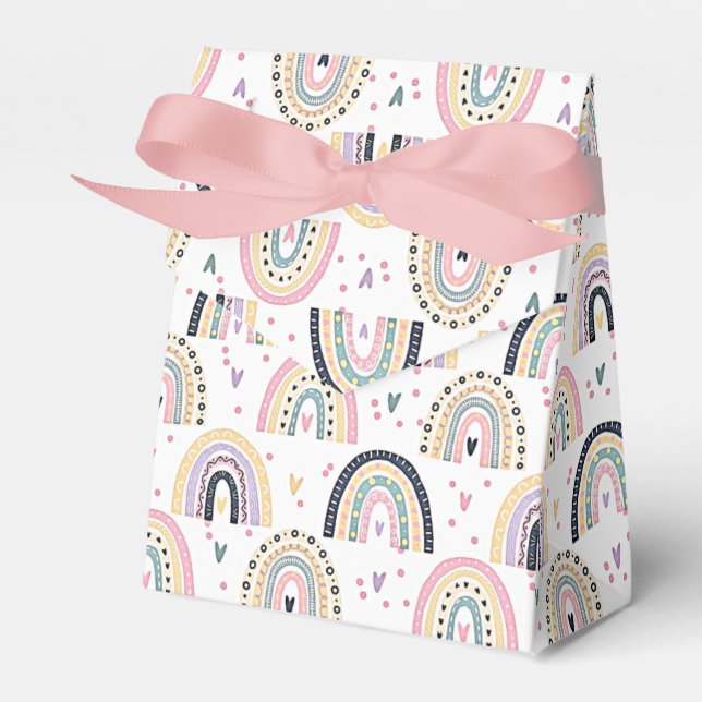 Cute pastel rainbows  favor box (Front Side)