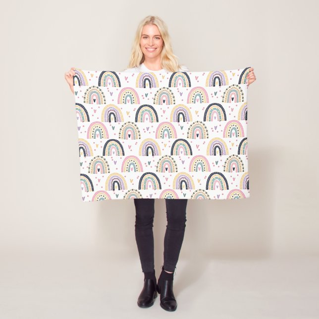 Cute pastel rainbows  fleece blanket (In Situ)