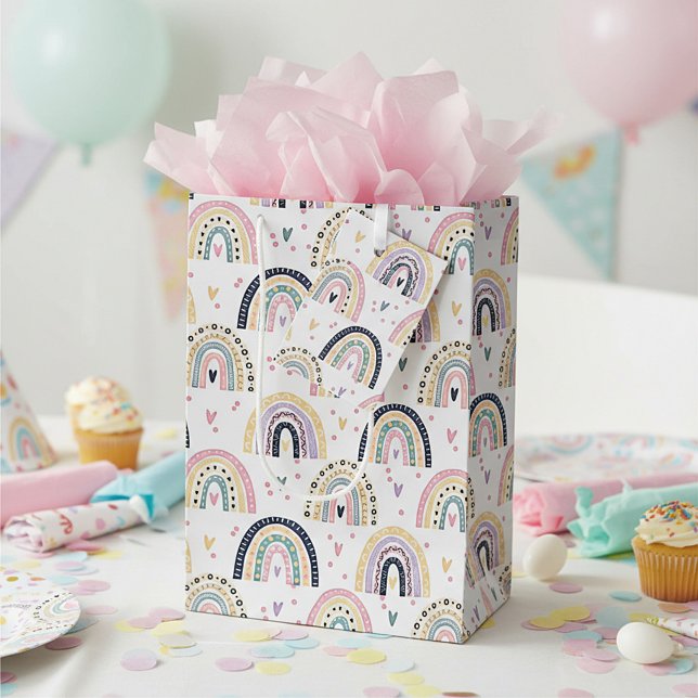 Cute pastel rainbows  medium gift bag (Creator Uploaded)