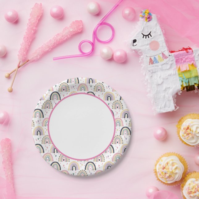 Cute pastel rainbows  paper plate (Party)