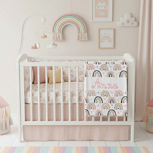 Cute pastel rainbows  personalized fleece blanket