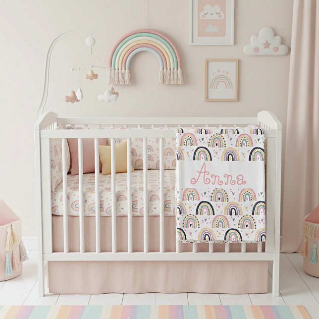Cute pastel rainbows  personalized fleece blanket (Creator Uploaded)