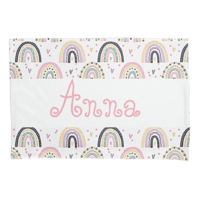 Cute pastel rainbows  personalized pillowcase (Front)