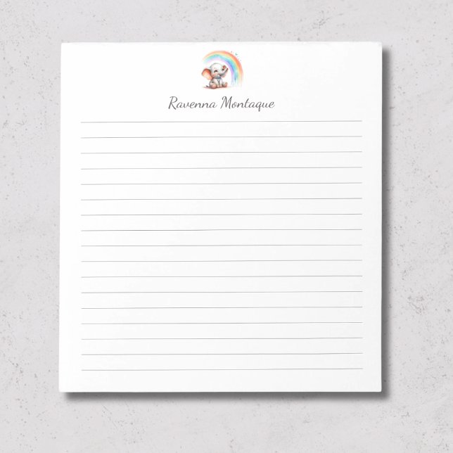 Cute Pastel Safari Elephant Name Nursery Lined Notepad (Creator Uploaded)