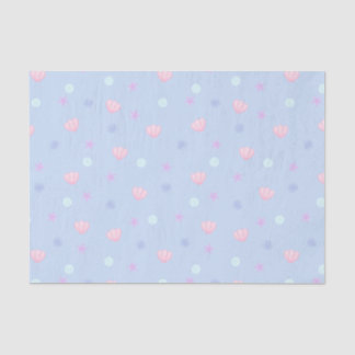 Cute Pastel Seashells and Pearls in Periwinkle Tissue Paper