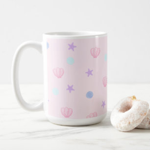 Cute Pastel Seashells and Pearls in Pink Coffee Mug