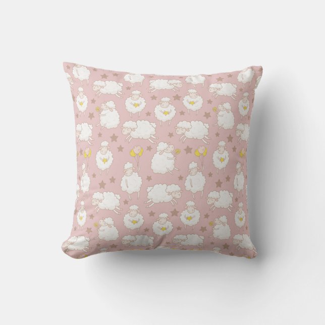 Cute Pastel Sheep Pattern Lamb baby Throw Pillow (Front)