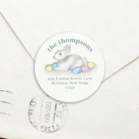 Cute Pastel Simple Easter Bunny Return Address