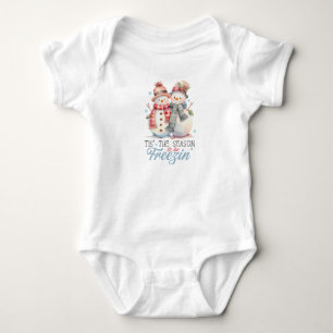 Cute Pastel Snowmans Baby Bodysuit