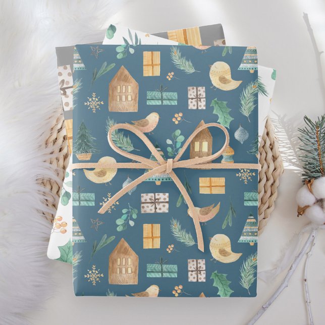 Cute Pastel Soft Scandinavian Christmas Wrapping Paper Sheet (Creator Uploaded)