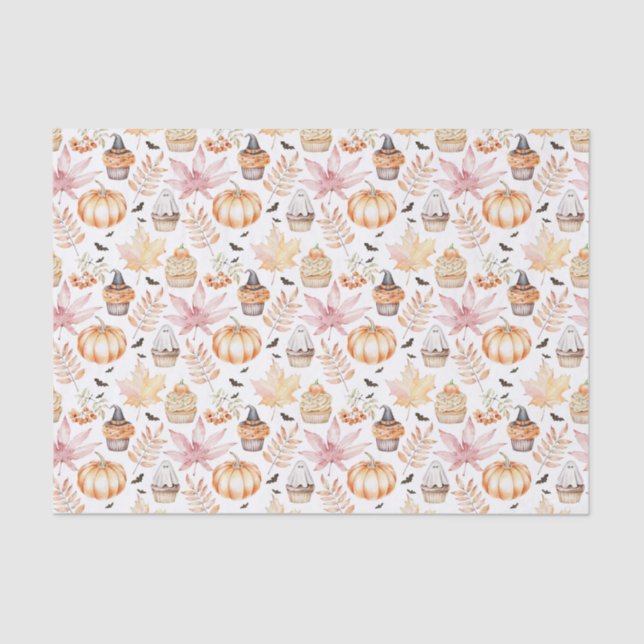 Cute Pastel Spooky Cupcakes Halloween Pattern  Tissue Paper (Front)
