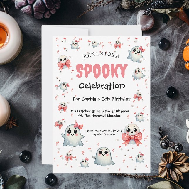 Cute Pastel Spooky Ghost Halloween Kids Birthday  Invitation (Creator Uploaded)