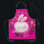 Cute Pastel Spring Bunny Floral Wreath Nursery Art Apron<br><div class="desc">Bring a touch of sweet, whimsical nature to your space with this adorable spring bunny design. The artwork features a soft, pastel pink sleeping rabbit surrounded by a beautiful botanical wreath of blooming spring flowers and leaves. This charming watercolor-style illustration is perfect for customizing Easter gifts, baby shower invitations, nursery...</div>