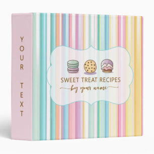Cute Pastel stripes Custom Baking Recipes Binder