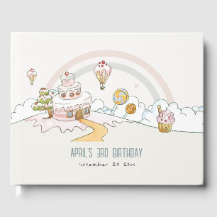 Cute Pastel Sweet Time Candy Land Kids Birthday Guest Book