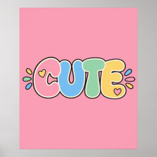 Cute Pastel Typography Kids Room Poster