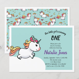 Cute pastel unicorn 1ère invitation