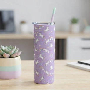 Cute Pastel Unicorn and Rainbow for Kids Thermal Tumbler