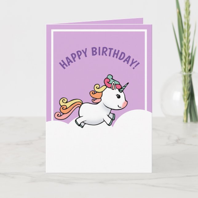 Cute pastel unicorn birthday card (Front)