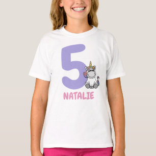 Cute Pastel Unicorn Birthday Name Number Custom T-Shirt