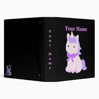Cute Pastel Unicorn Lavender Ribbon Bow Binder