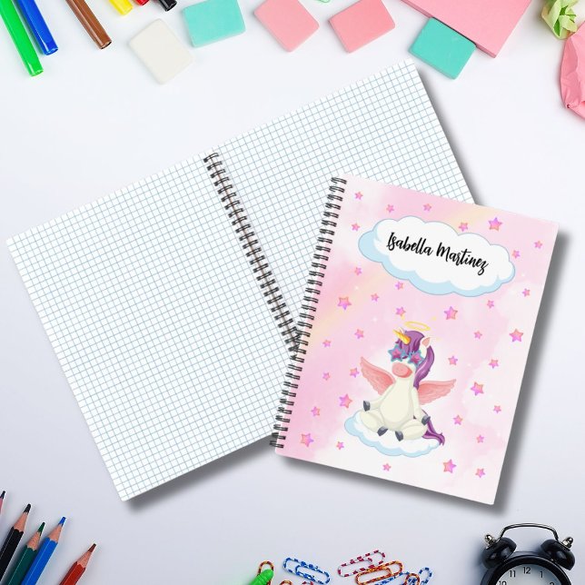 Cute Pastel Unicorn With Pink Stars for Girls Notebook (Creator Uploaded)