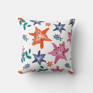 Cute Pastel Water Color Flowers Throw Pillow