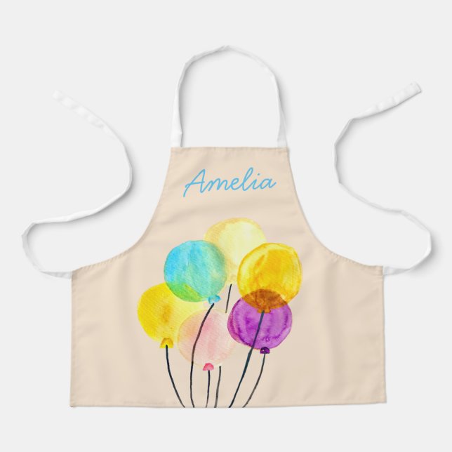Cute pastel watercolor balloons apron (Front)