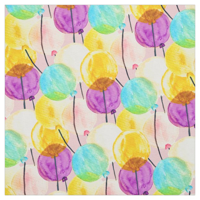 Cute pastel watercolor balloons fabric (Swatch)