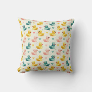 cute pastel watercolor duck nursery pattern throw pillow