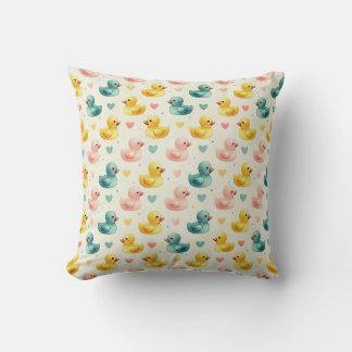 cute pastel watercolor duck nursery pattern throw pillow