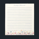 Cute Pastel Watercolor Flowers Personalized Lined Notepad<br><div class="desc">Stylish lined notepad with a beautiful watercolor painting of delicate florals in pretty pastel colours,  personalized with your name. Great gift idea!</div>