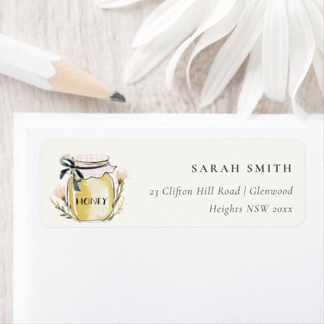 Cute Pastel Watercolor Honey Jar Address (Insitu)