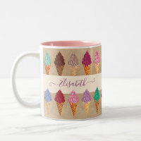 Cute Pastel Watercolor Ice Cream Funny Custom Name