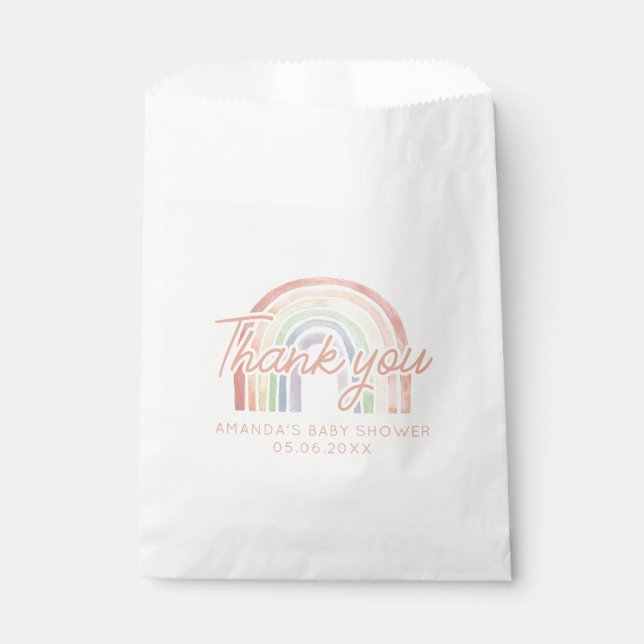 Cute Pastel Watercolor Rainbow Baby Shower Favour Bag (Front)