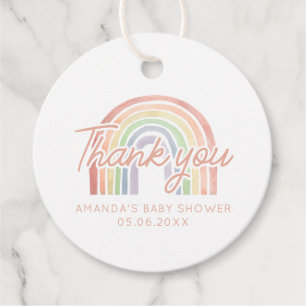 Cute Pastel Watercolor Rainbow Baby Shower Favour Tags